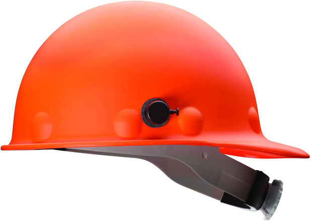 Fibre-Metal by Honeywell P2HNQRW03A000 Super Eight Fiber Glass Ratchet Cap Style Hard Hat with Quick-Lok, Orange