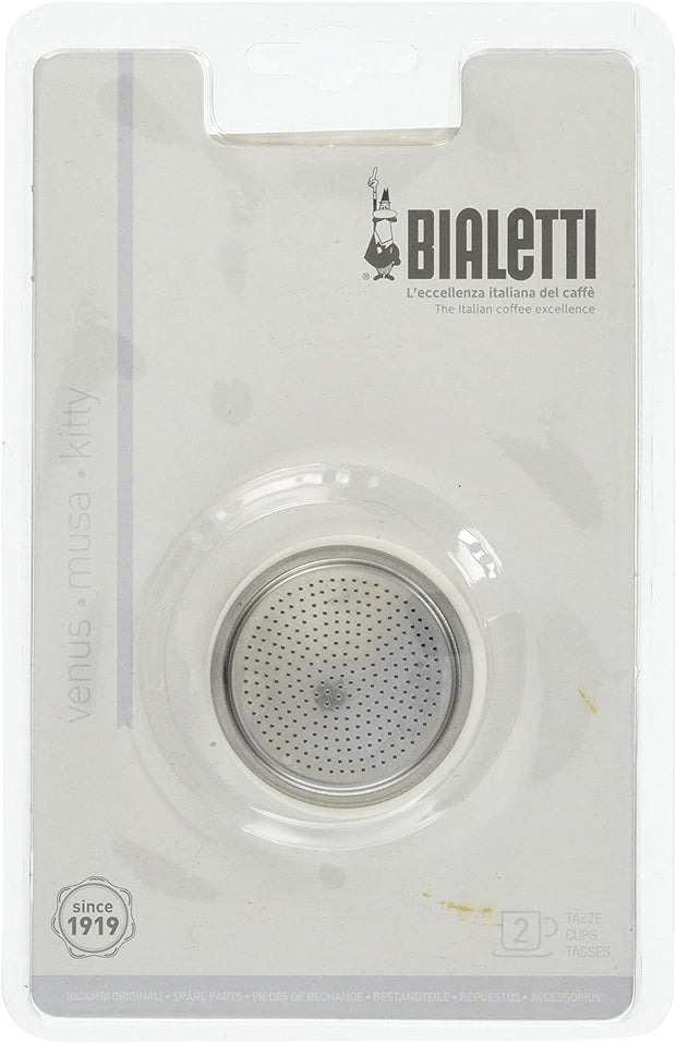 Bialetti Replacement Seal Kit and  Filter Plate, 2-cup, For Venus, Musa, Kitty Stovetops