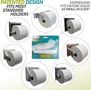 Teravan Standard Extender for Extra Large Toilet Paper, Converts TP Holders to Fit Double, Triple Rolls, and Most TP Fixtures, Silver, 2 Units