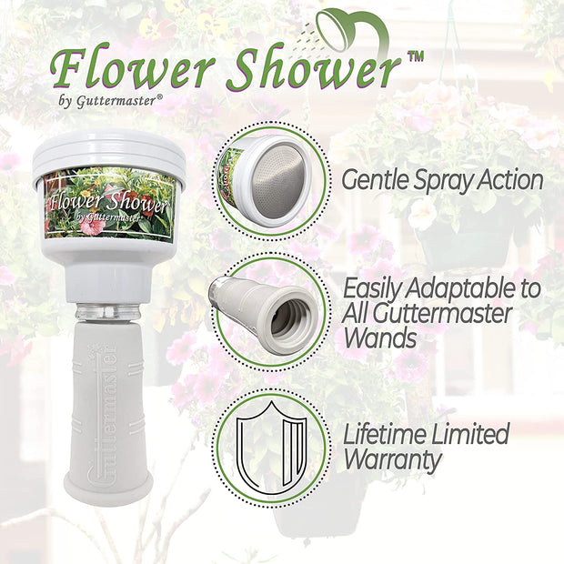 Guttermaster Flower Shower (Telescopic Wand Accessory ) - Sprinkler Head with Versatile Attachment for Watering Hard-to-Reach Flower Baskets and Planters