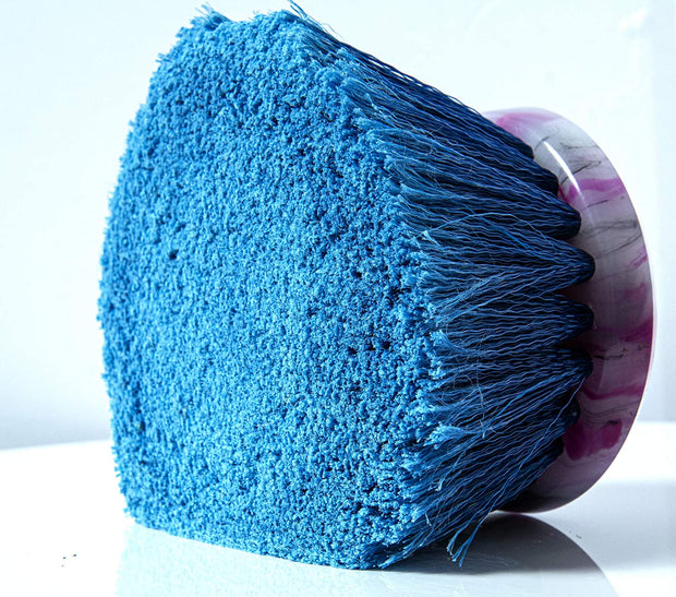 Teravan Blue Round Medium Firm Soft Flow-Thru Brush for Wheel and Utility Cleaning (4.5 Inch - Long Trim)