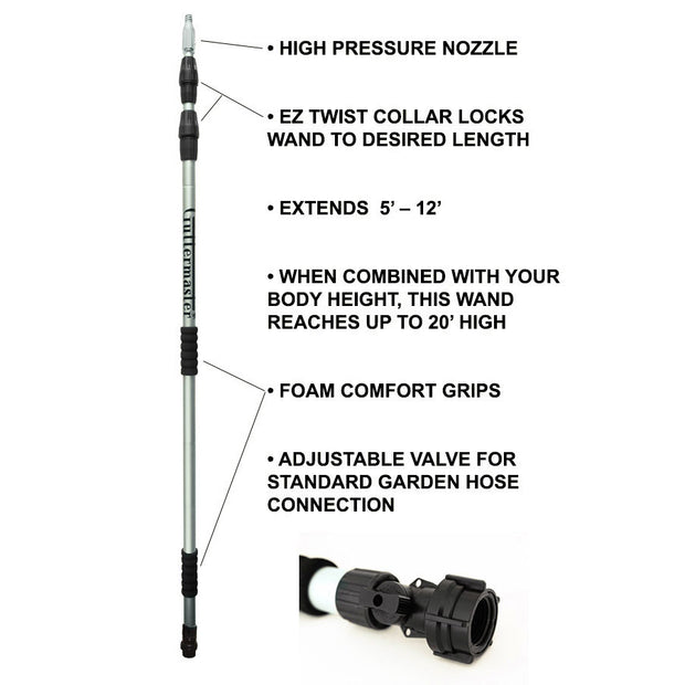 Guttermaster Classic Straight Telescopic 12 Foot Extending Straight Water Fed Pole